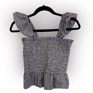 Barney’s New York Gingham Smocked Ruffle Top
